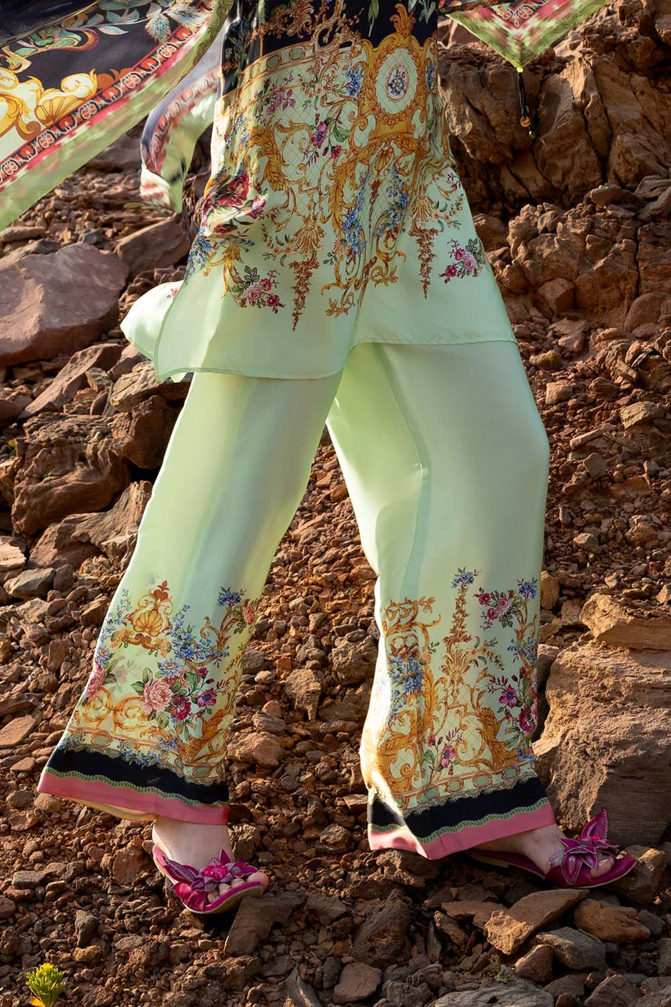 3 Piece Printed Silk Charmeuse Suit with Dupatta