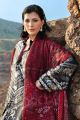 3 Piece Printed Silk Charmeuse Suit with Dupatta S-62003