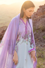 3 Piece Printed Silk Charmeuse Suit with Dupatta S-62004