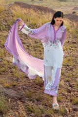 3 Piece Printed Silk Charmeuse Suit with Dupatta S-62004