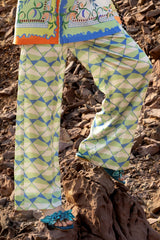 2 Piece Printed Charmeuse Silk Suit with Trouser TS-52004