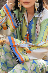 2 Piece Printed Charmeuse Silk Suit with Trouser TS-52004