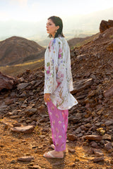 2 Piece Printed Charmeuse Silk Suit with Trouser TS-52005