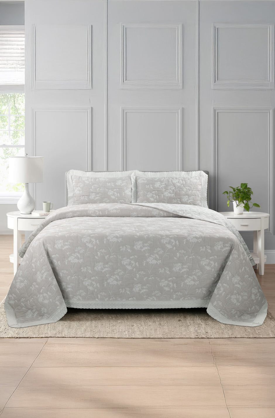 Soft Lilac Multi Layer Jacquard Bed Spread Set