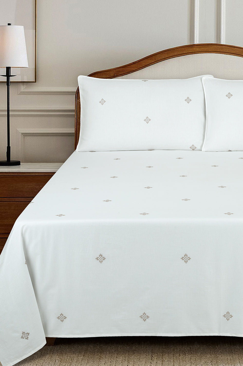 Star White T-150 Embroidered Bed Sheet Set