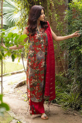 3 Piece Printed Lurex Jacquard Suit with Stripe Dupatta SP-52086