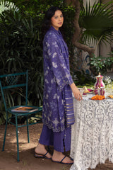 3 Piece Printed Lurex Jacquard Suit with Stripe Dupatta SP-52087