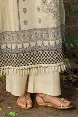 3 Piece Printed Lurex Jacquard Suit with Stripe Dupatta SP-52091