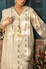 3 Piece Printed Lurex Jacquard Suit with Stripe Dupatta SP-52091