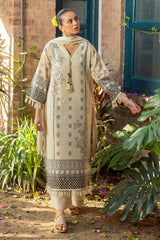 3 Piece Printed Lurex Jacquard Suit with Stripe Dupatta SP-52091