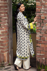 3 Piece Printed Lurex Jacquard Suit with Stripe Dupatta SP-52092