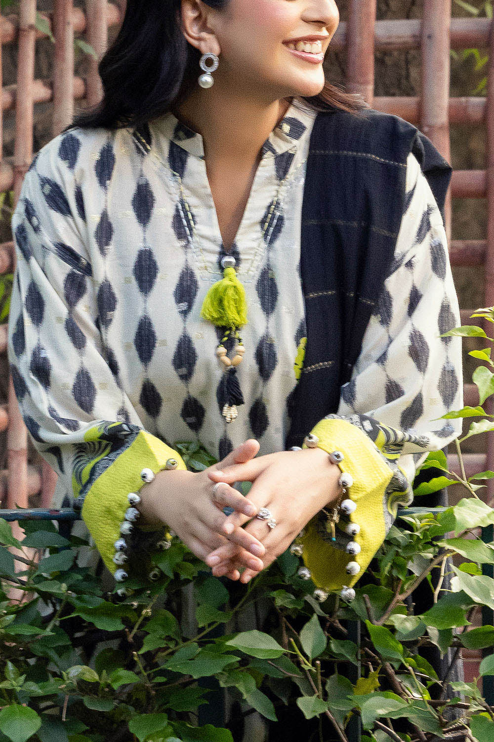 3 Piece Printed Lurex Jacquard Suit with Stripe Dupatta SP-52092