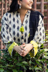 3 Piece Printed Lurex Jacquard Suit with Stripe Dupatta SP-52092