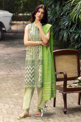 3 Piece Printed Lurex Jacquard Suit with Stripe Dupatta SP-52093