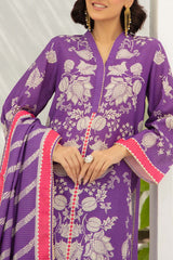 3 Piece Printed Stripe Khaddar Suit with Dupatta SD-52191