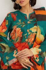 3 Piece Printed Stripe Khaddar Suit with Dupatta SD-52193