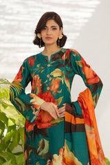 3 Piece Printed Stripe Khaddar Suit with Dupatta SD-52193