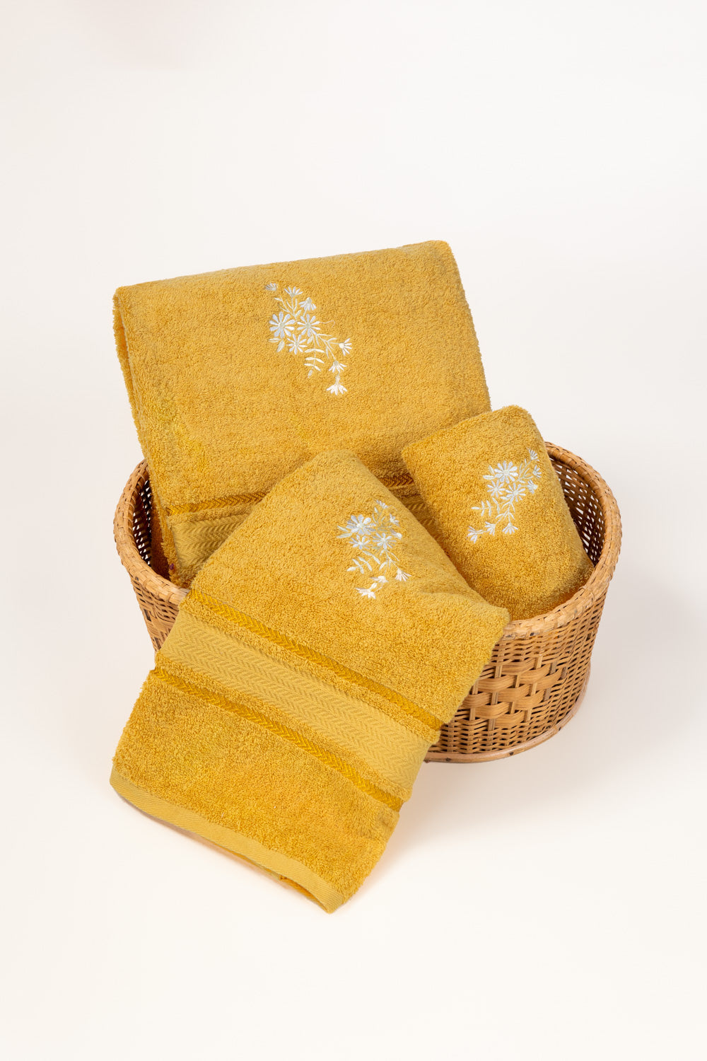 Sun Flower 3pcs Embroidered Towel Set