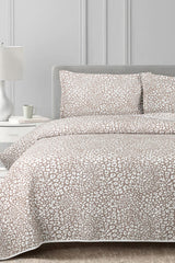 Tan Multi Layer Jacquard Bed Spread Set