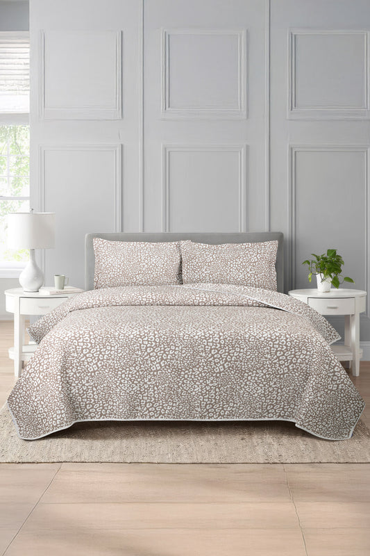 Tan Multi Layer Jacquard Bed Spread Set