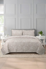 Tan Multi Layer Jacquard Bed Spread Set