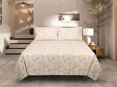Tan Leaves T-200 Bed Sheet Set