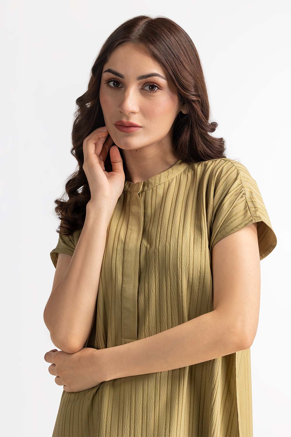 Textured Green Dress WM-DRS-SS24-009