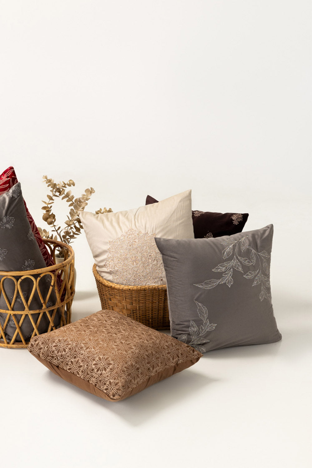 Velvet Embroidered Cushion Cover