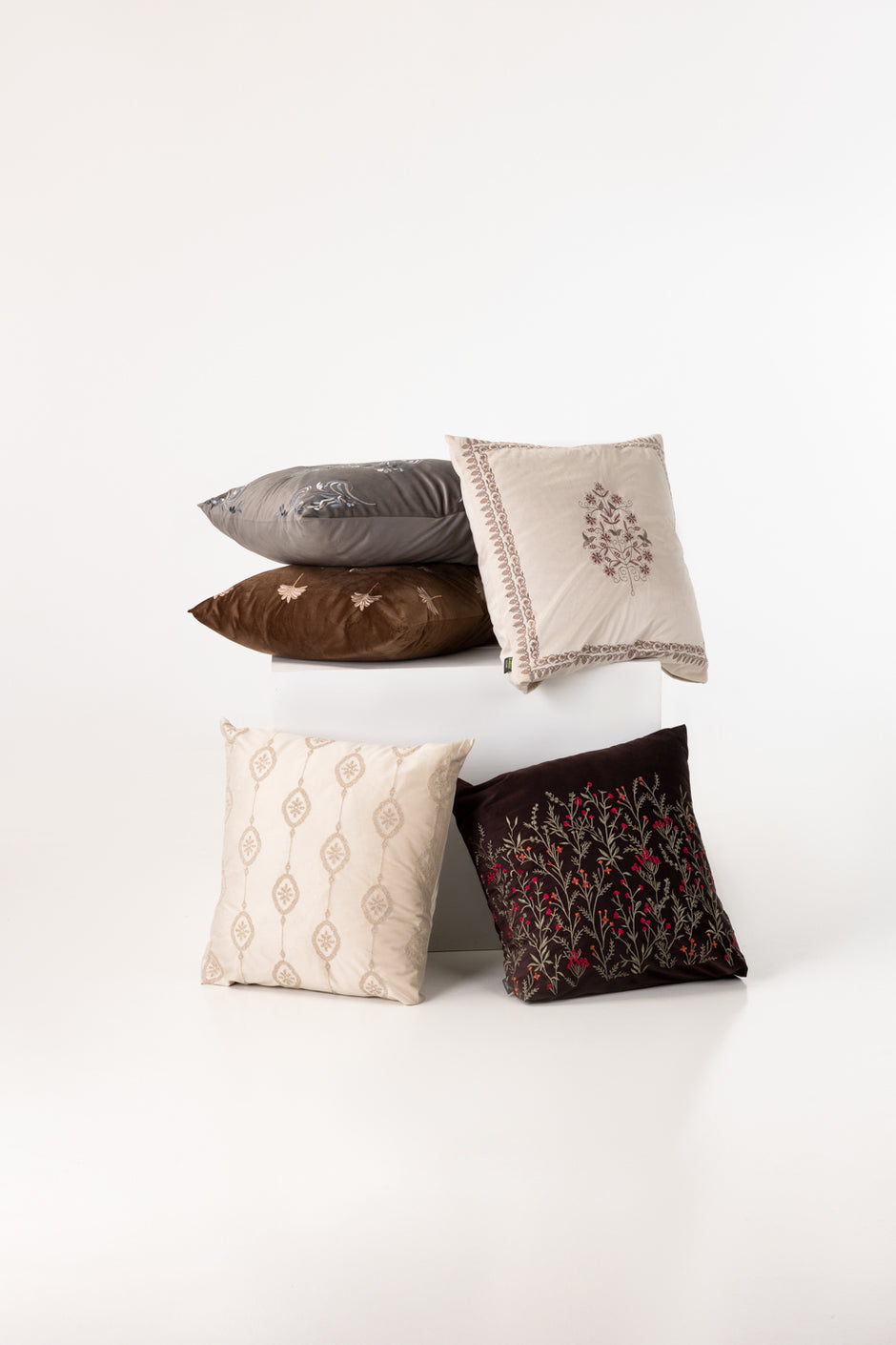Velvet Embroidered Cushion Cover