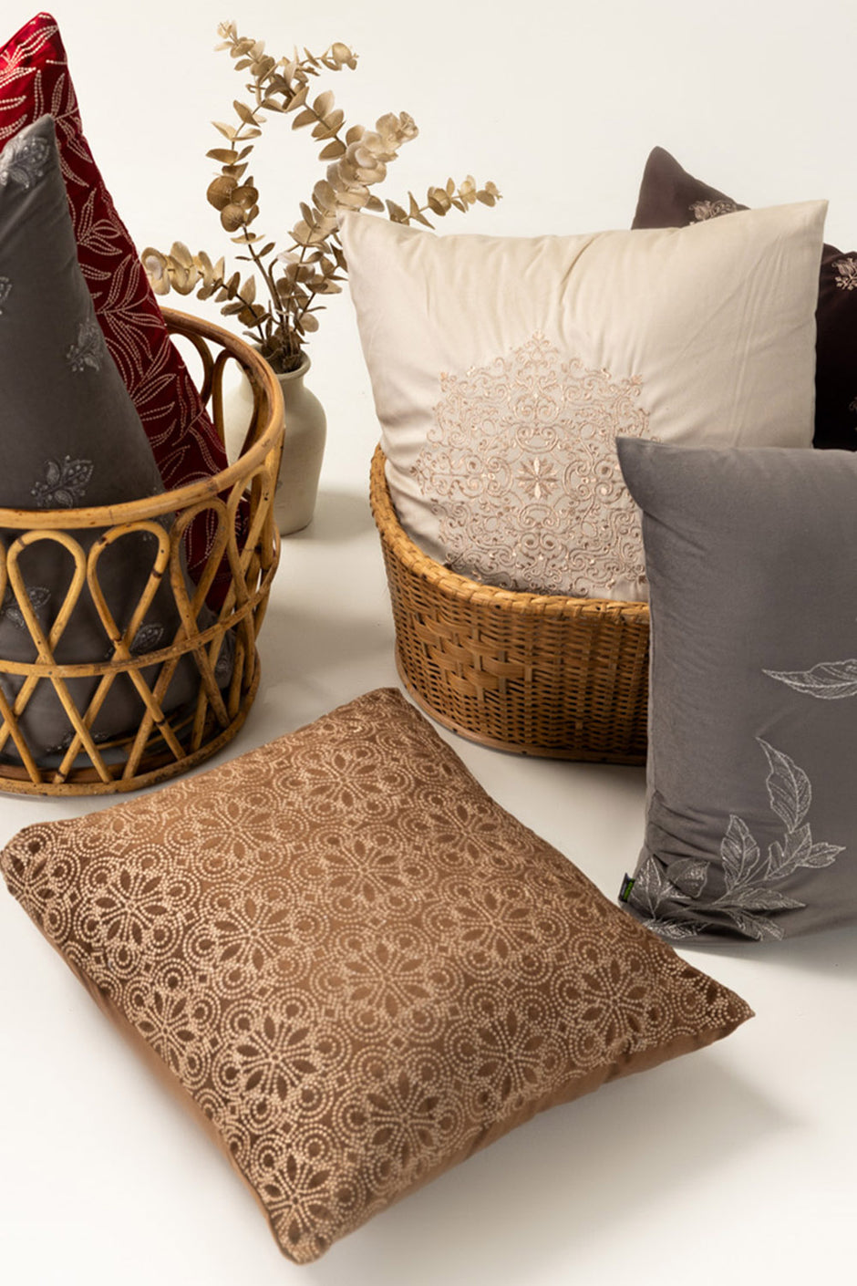Velvet Embroidered Cushion Cover