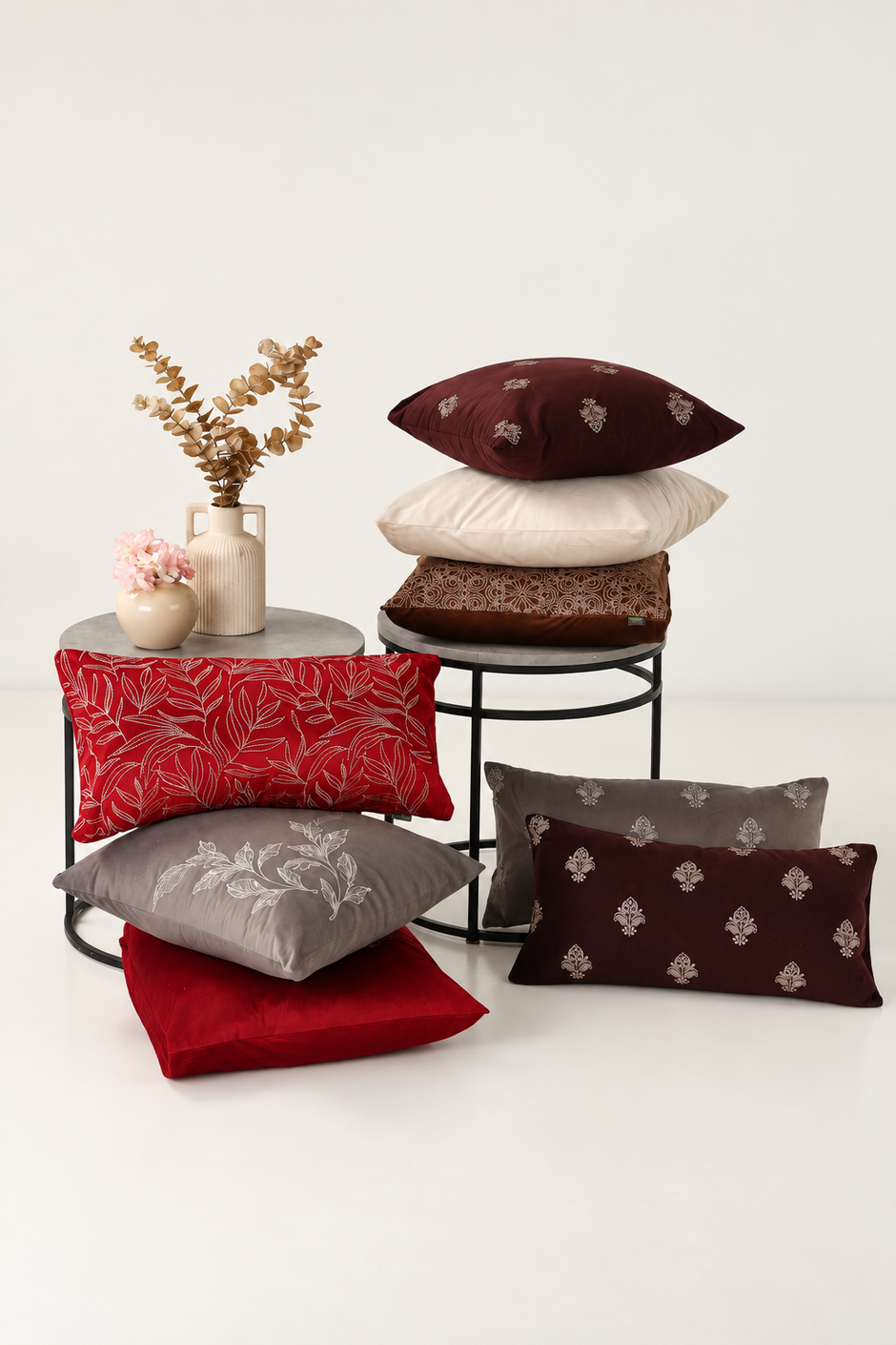 Velvet Embroidered Cushion Cover