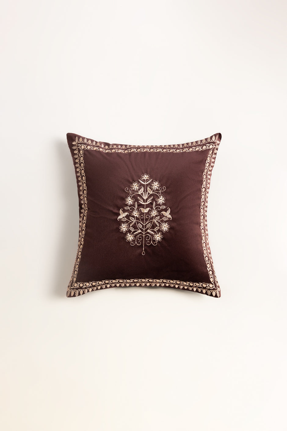 Velvet Embroidered Cushion Cover
