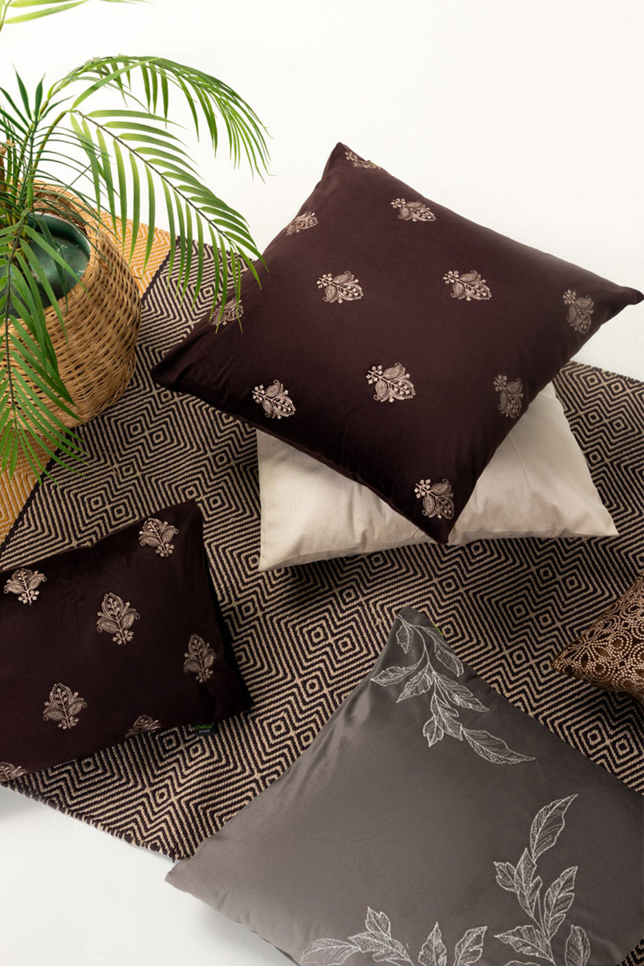 Velvet Embroidered Cushion Cover