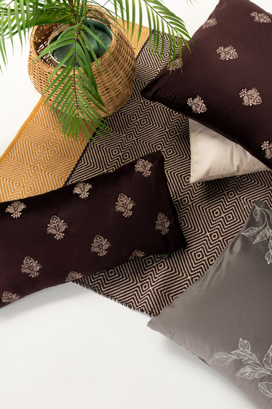 Velvet Embroidered Cushion Cover