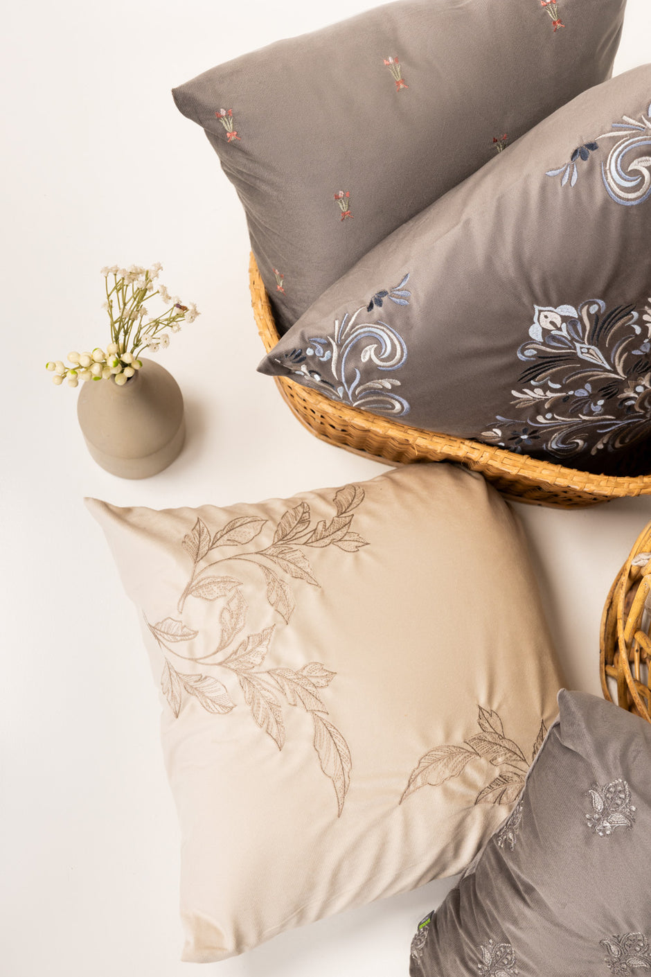 Velvet Embroidered Cushion Cover