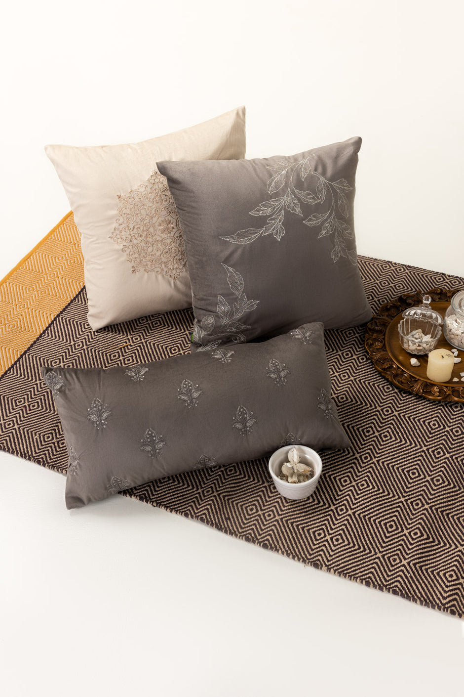 Velvet Embroidered Cushion Cover
