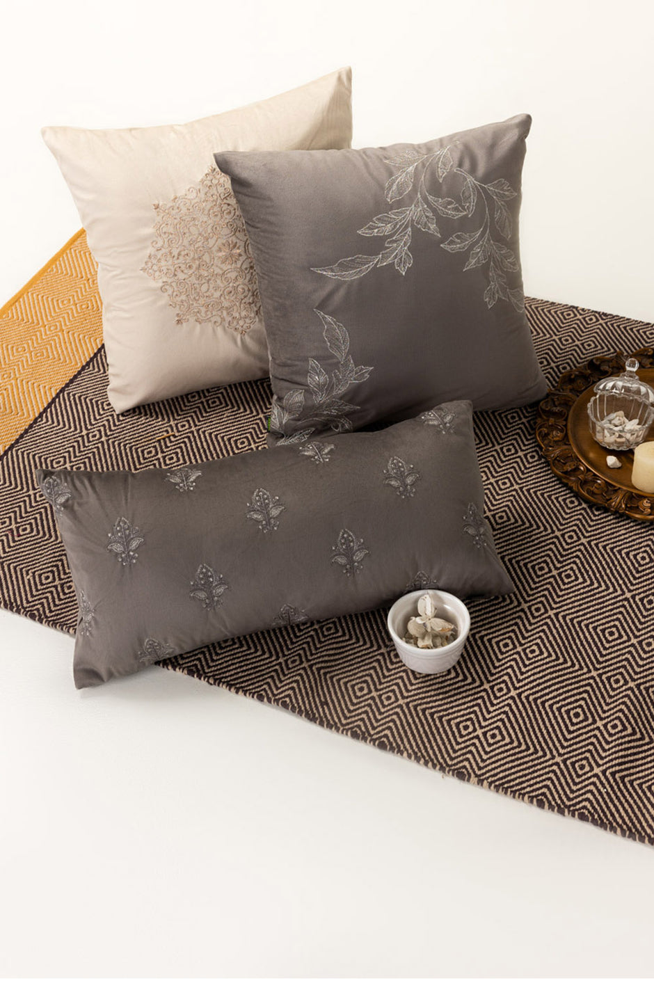 Velvet Embroidered Cushion Cover