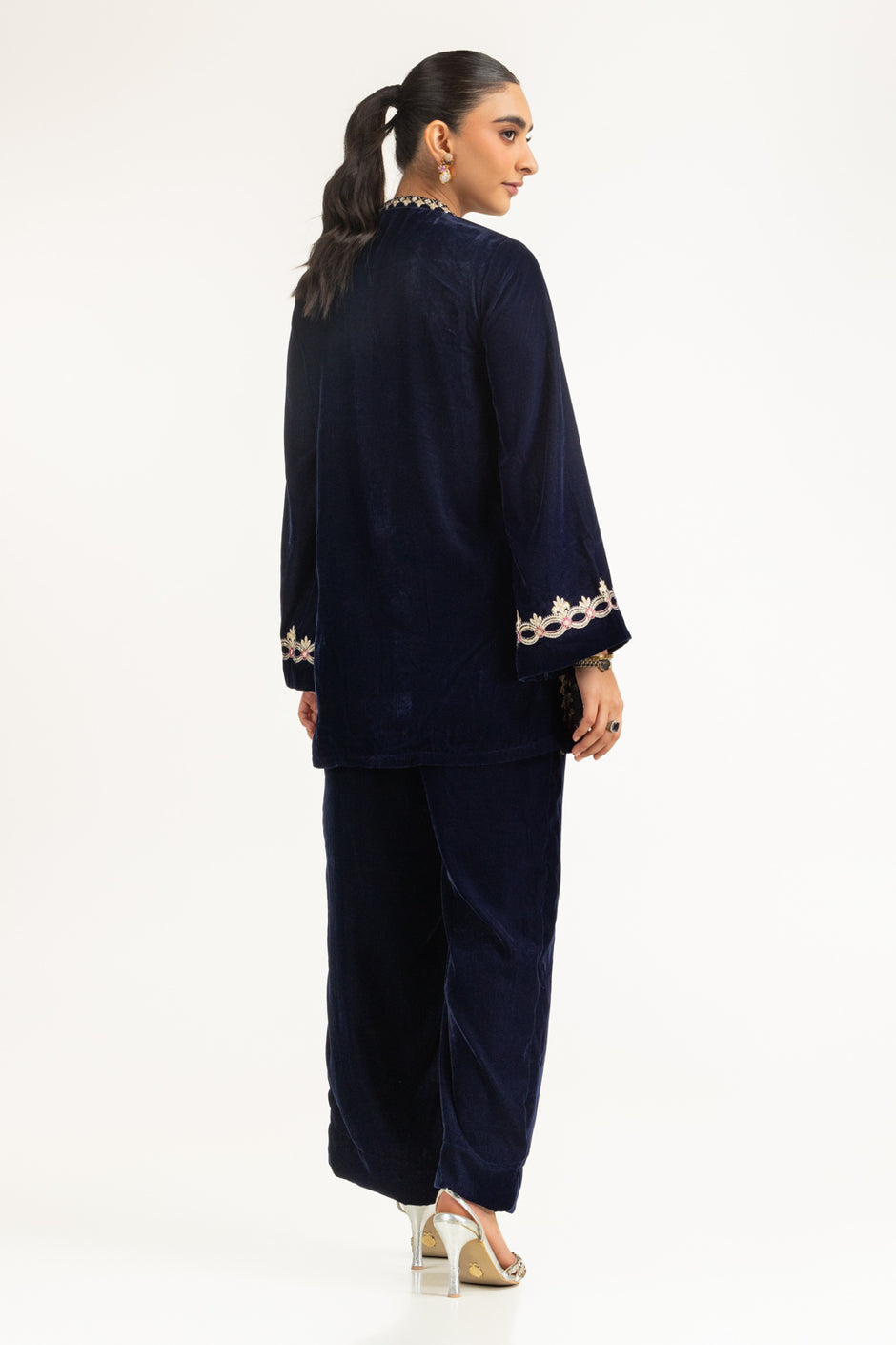 Velvet Embroidered Shirt And Trouser
