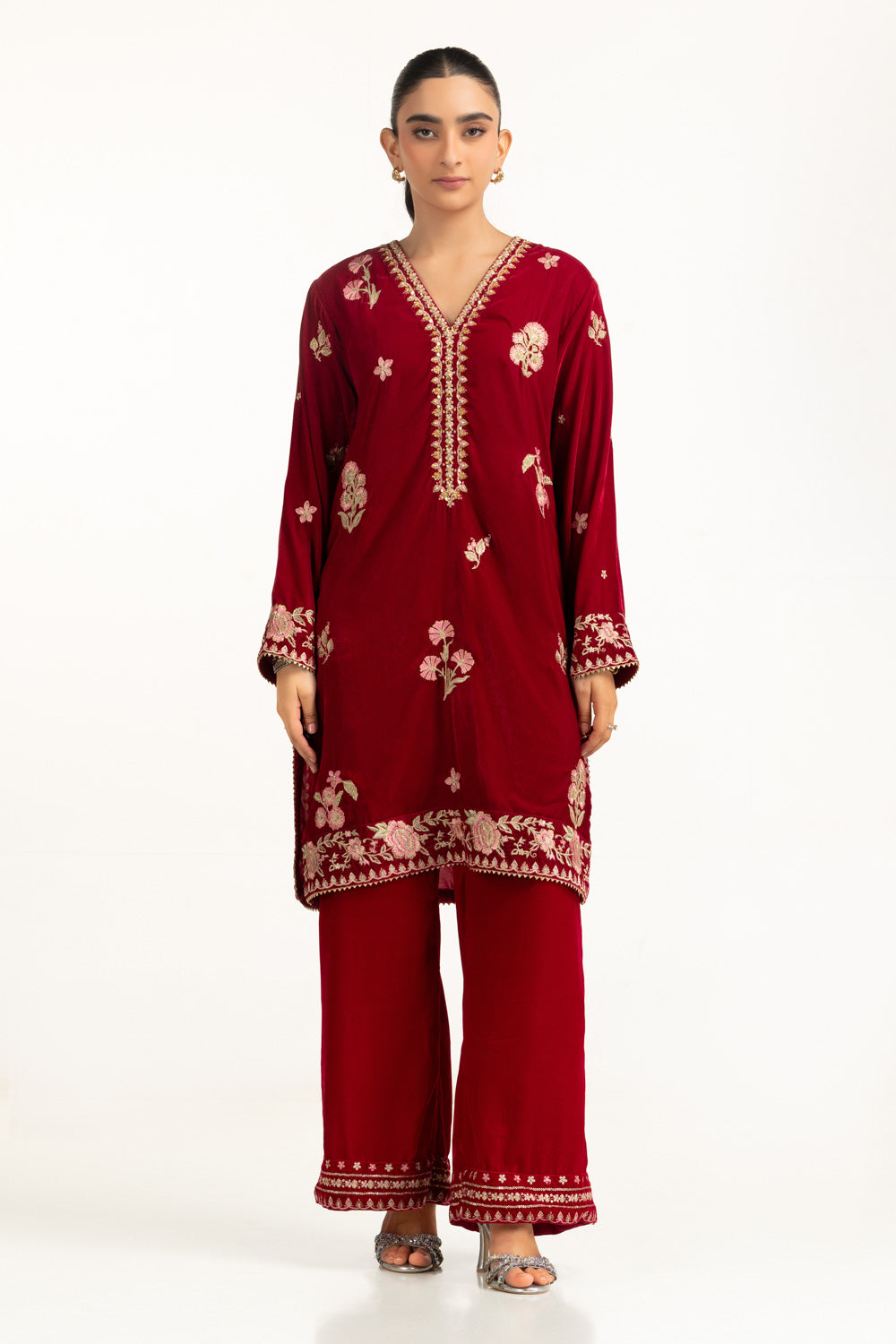 Velvet Embroidered Co-Ord Set IPST-55125