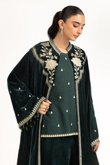 Velvet Embroidered Long Jacket and Pant IPST-55124