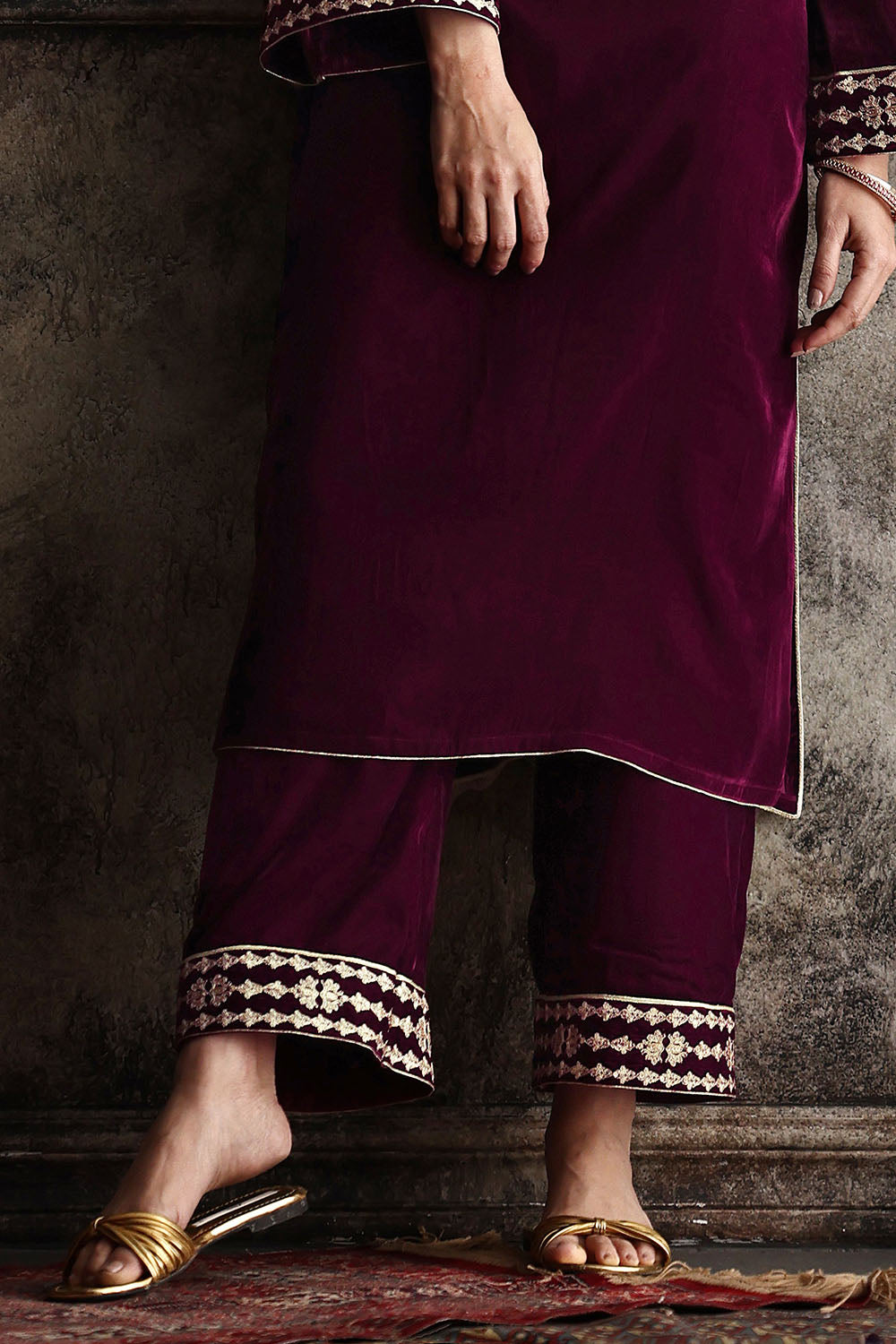 Velvet Embroidered Shirt And Trouser