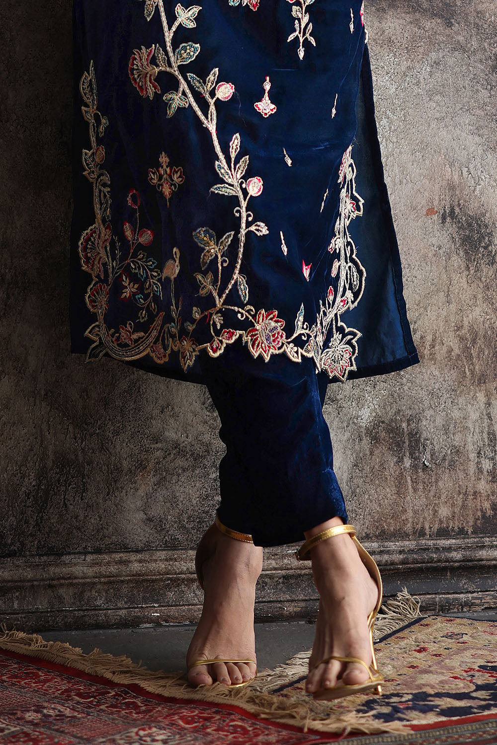 Velvet Embroidered Shirt And Trouser