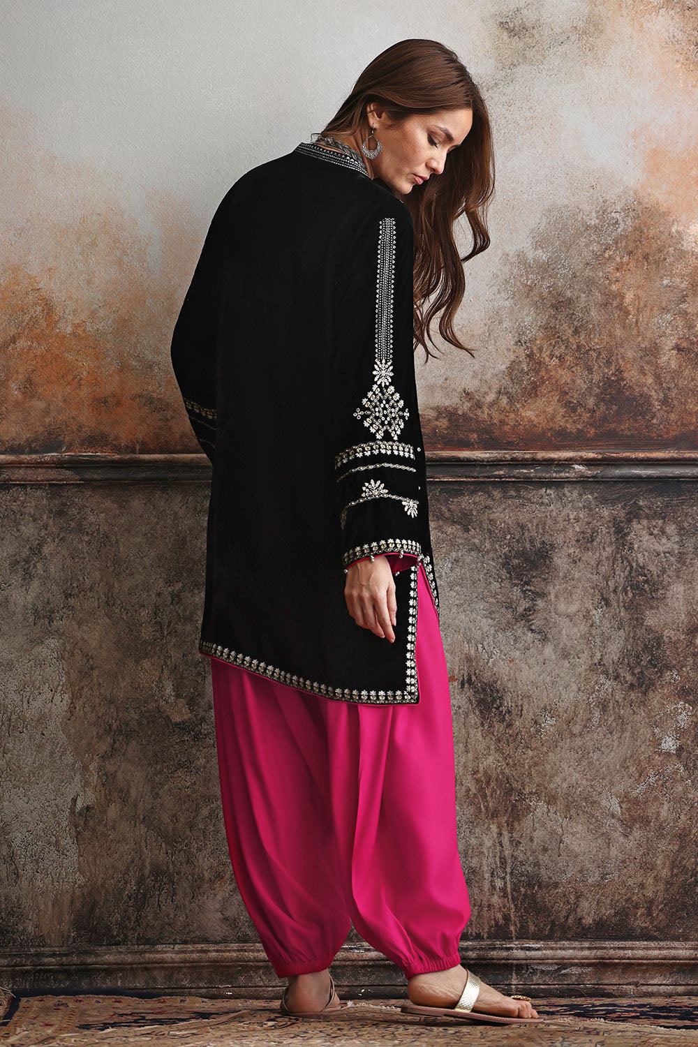Velvet Embroidered Shirt And Trouser