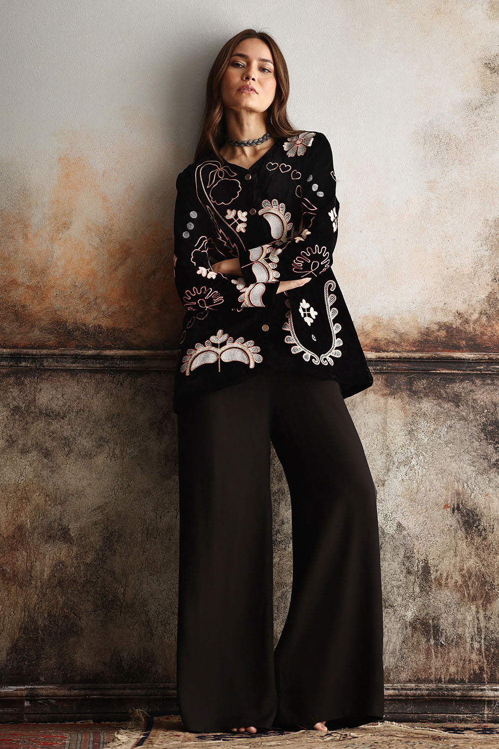 Velvet Embroidered Waistcoat