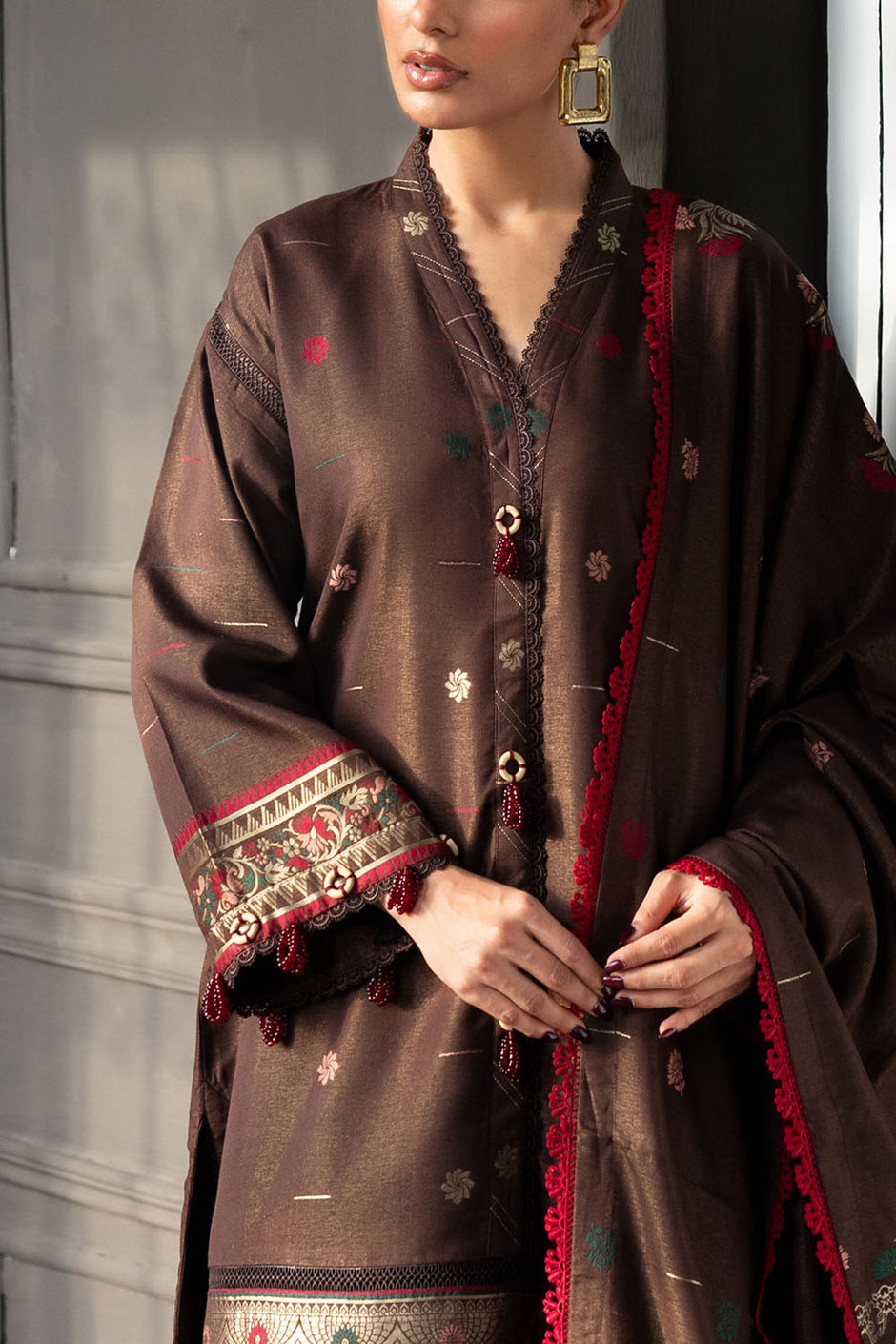 3 Piece Rod Jacquard Suit with Dupatta