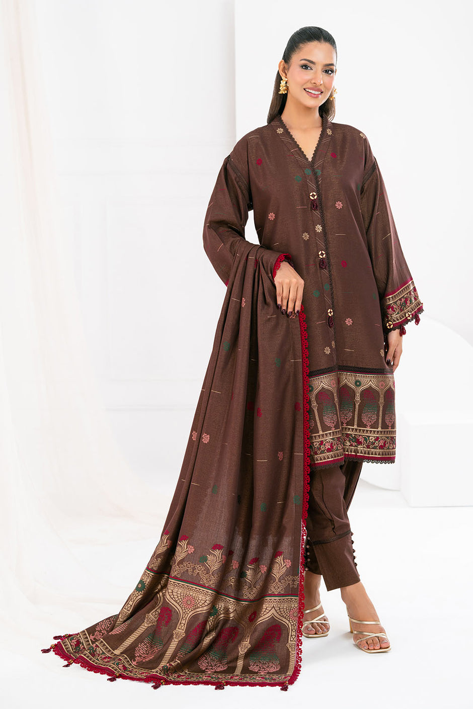 3 Piece Rod Jacquard Suit with Dupatta
