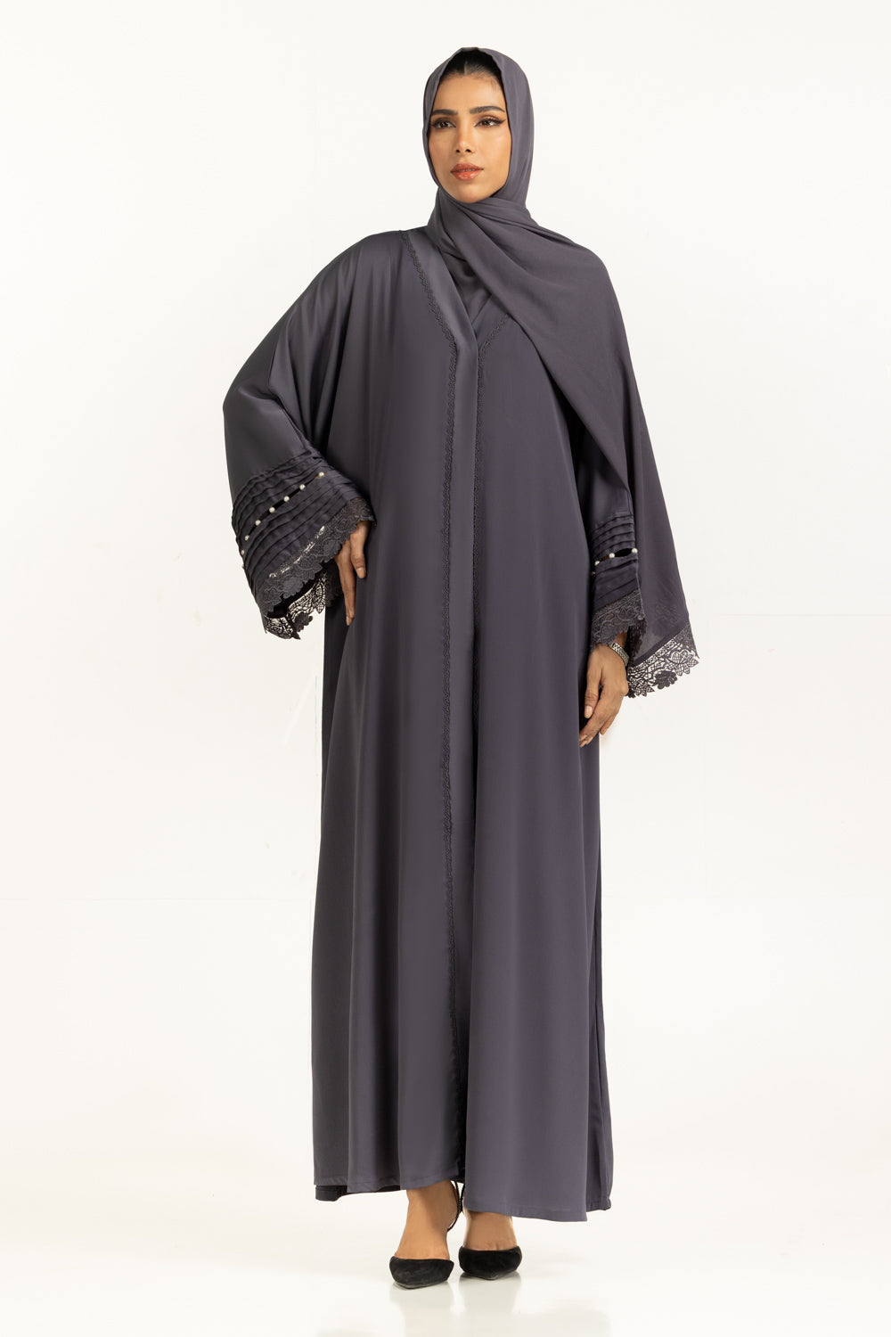 Viscose Georgette Embroidered Abaya With Embroidered Scarf IPAB-22137