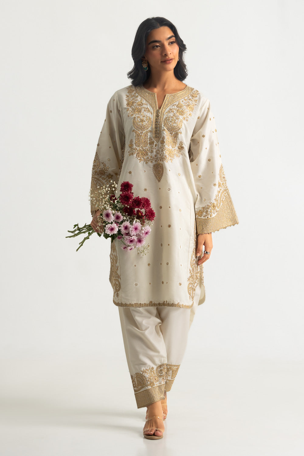 Viscose Raw Silk Embroidered Co-Ord Set