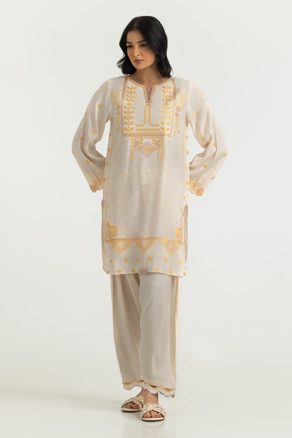 Viscose Raw Silk Embroidered Co-Ord Set