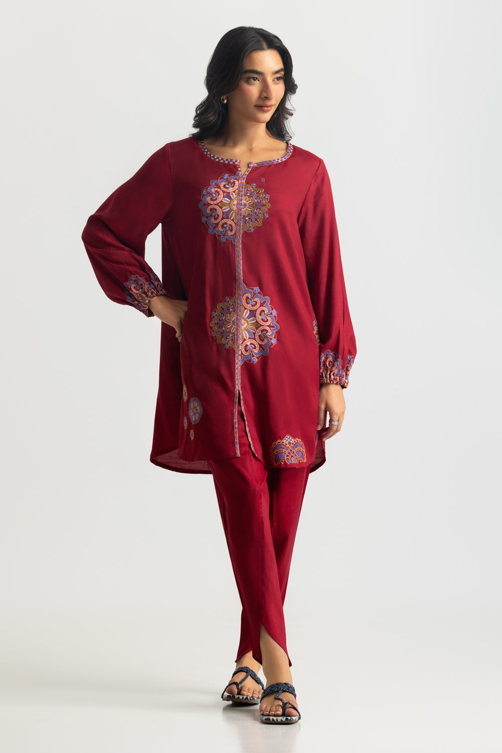 Viscose Raw Silk Embroidered Co-Ord Set